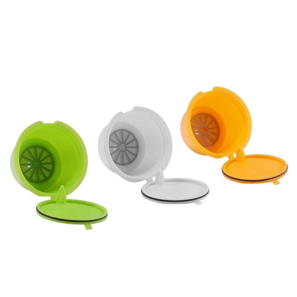 FreeLeben Refillable Coffee Capsules Pods, 3Pcs Reusable Universal Dolce Gusto Machine Coffee Filter BPA Free, with Spoon and Brush - NewNest Australia