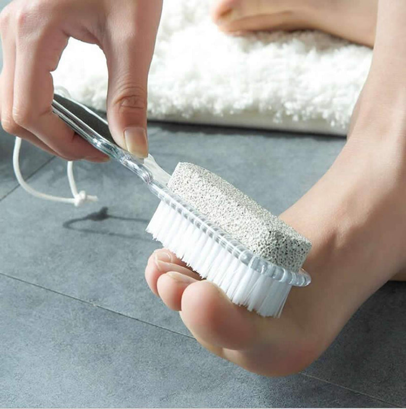 Dusenly 4 in 1 Pumice Stone Pedicure Brush Foot Scrubber Combination Exfoliating Pedicure with Handle Remove Dead Skin Massage Spa Pedicure Tools (2 Pcs) - NewNest Australia