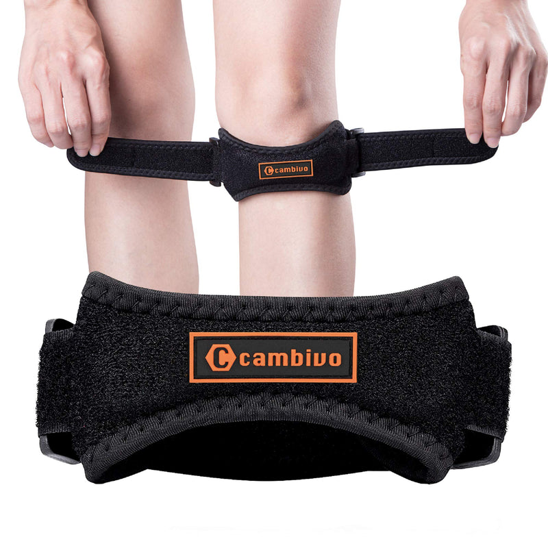 CAMBIVO 2 Pack Patella Tendon Knee Strap, Knee Support Brace for Women Men, Adjustable Band for Hiking, Soccer, Basketball, Baseball, Running, Tennis, Volleyball, Squats Black/Orange - NewNest Australia