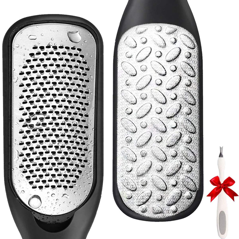 Foot Files Spa Hard Skin Removal Pedicure Care Set Callus Remover Washable Stainless Steel Double-Sides (Black) Black - NewNest Australia