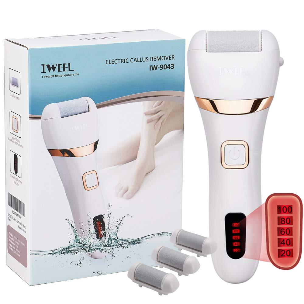 Electric Callus Remover, Rechargeable Foot File Hard Skin Remover Pedicure Tools for Feet Electronic Callus Shaver Waterproof Pedicure kit for Cracked Heels and Dead Skin with 3 Roller Heads White & Chrome Golden - NewNest Australia