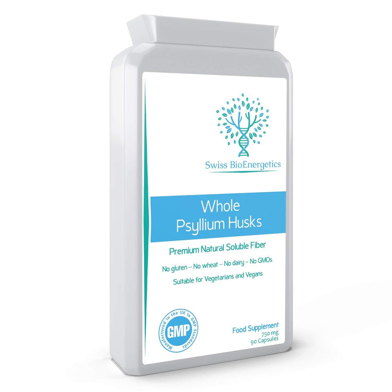 Whole Psyllium Husks 750mg 90 Capsules - Premium Natural Soluble Fiber Supplement - Great for Digestion, Keto Weight Loss Diets, Digestion and complementing a Probiotic Supplement – UK Manufactured - NewNest Australia