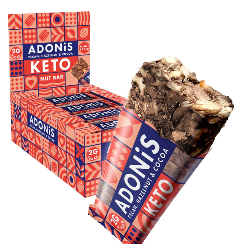 Adonis Keto Bars Mixed Box | Flavours of Nut Bars | Vegan & Keto-Friendly | 100% Natural | Low Sugar, Calorie & Carb for Weight Loss | Ideal for Breakfast (Pecan, Hazelnut & Cocoa) Pecan, Hazelnut & Cocoa - NewNest Australia