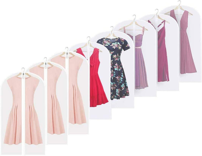 Linseray 8 Pack Hanging Clothes Covers, 60cm x 120cm Suit Bags Breathable Moth Proof Garment Cover Bags with Full Zipper for Long Dress Dance Costumes Suits Gowns Coats 8Pcs 60*120cm - NewNest Australia