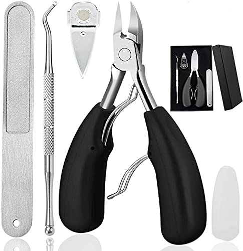 4PCS Toe Nail Clipper for Ingrown or Thick Toenails,Toenails Trimmer and Professional Podiatrist Toenail Nipper for Seniors with Surgical Stainless Steel Surper Sharp Blades Soft Grip Handle Black - NewNest Australia