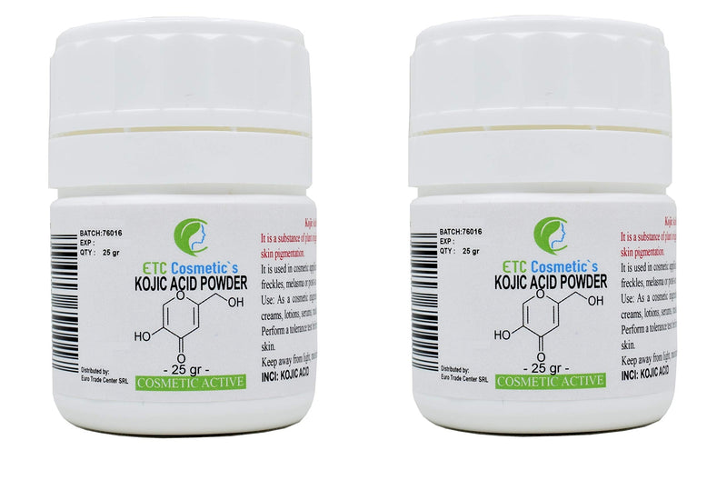 Kojic Acid Powder - 50Gr (2x25gr) - can be incorporated into skin care formulations designed to lighten skin tone, moisturizers, creams, lotions, gels, fluids, serums, soaps - NewNest Australia