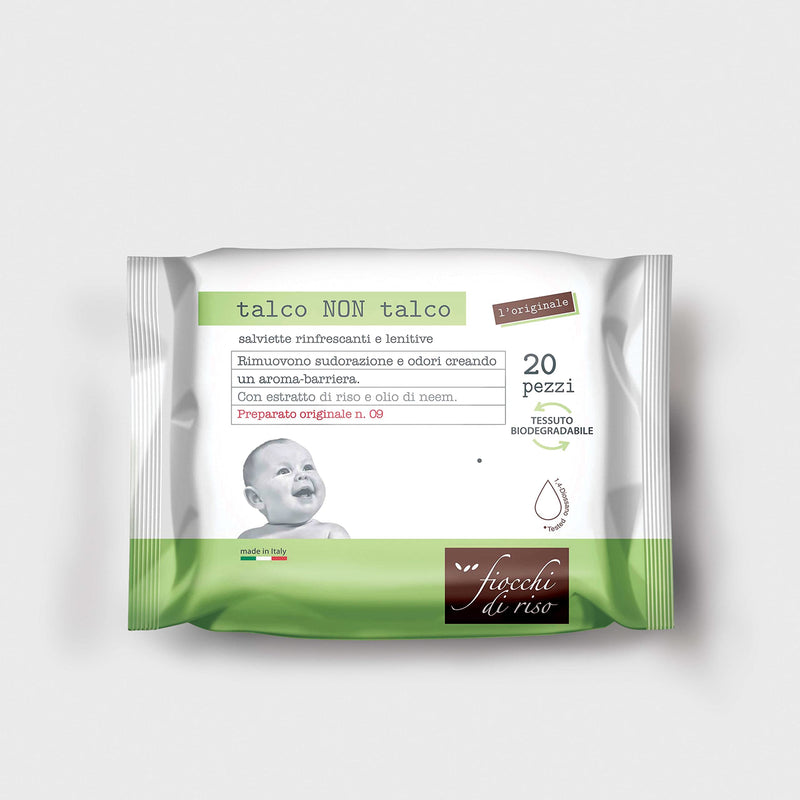Fiocchi di Riso - Talcum Wipes - 20pcs - Sweating and Mosquitoes - Remove Sweating Creating an Aroma-Barrier respecting The Perspiration of The Skin. 20 Unità (Confezione da 1) - NewNest Australia
