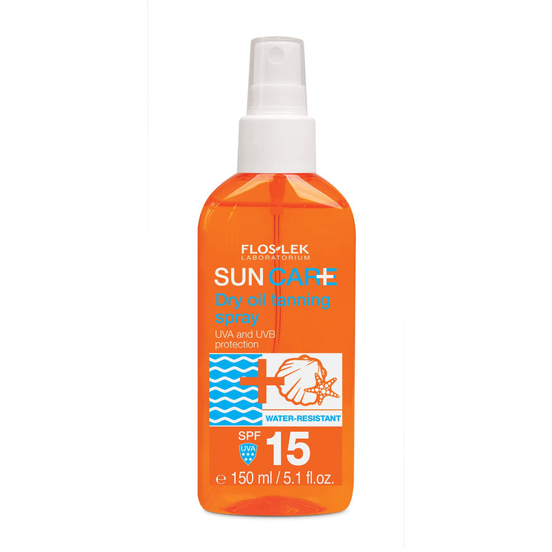 FLOSLEK Dry Oil Tanning Spray SPF 15 | 150 ml | Medium Protection & Care of the Skin Exposed to Direct Solar Exposure | Intended for People of All Ages with All Skin Types | Manufactured in EU - NewNest Australia