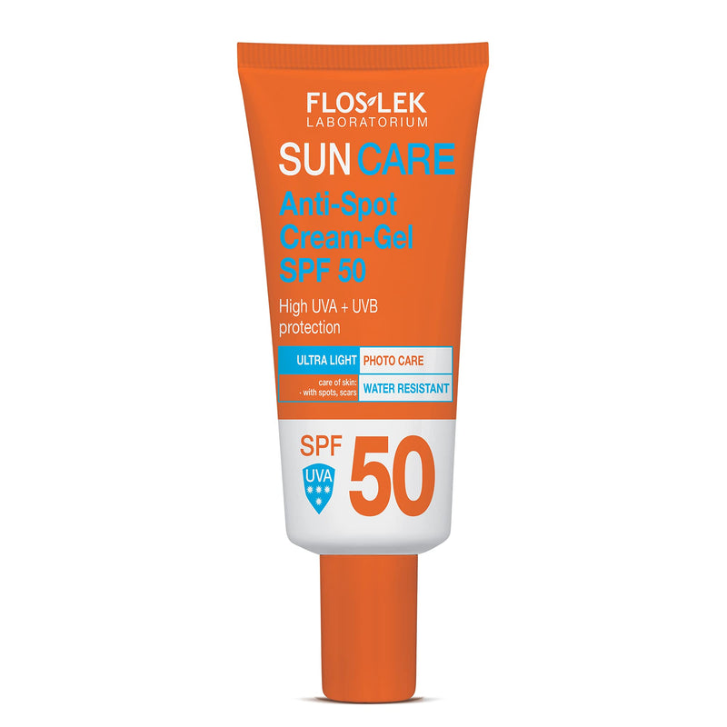 FLOSLEK Anti-Spot Cream-Gel SPF 50 | 30 ml | Beautiful & Healthy Tan without Burns and Discoloration | Intended for People of all Ages with all Skin Types | Manufactured in EU - NewNest Australia