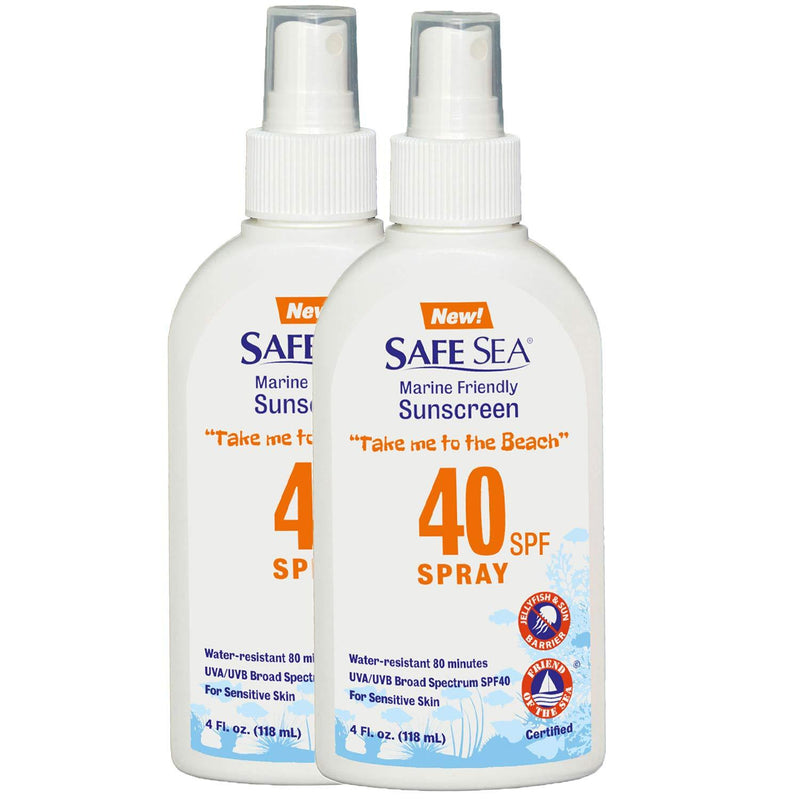 Safe Sea Sunscreen with SPF40 Spray. Eco-friendly Sunscreen. (40SPF Adults 4OZ) 2 Pack (2-pack) 2-pack - NewNest Australia