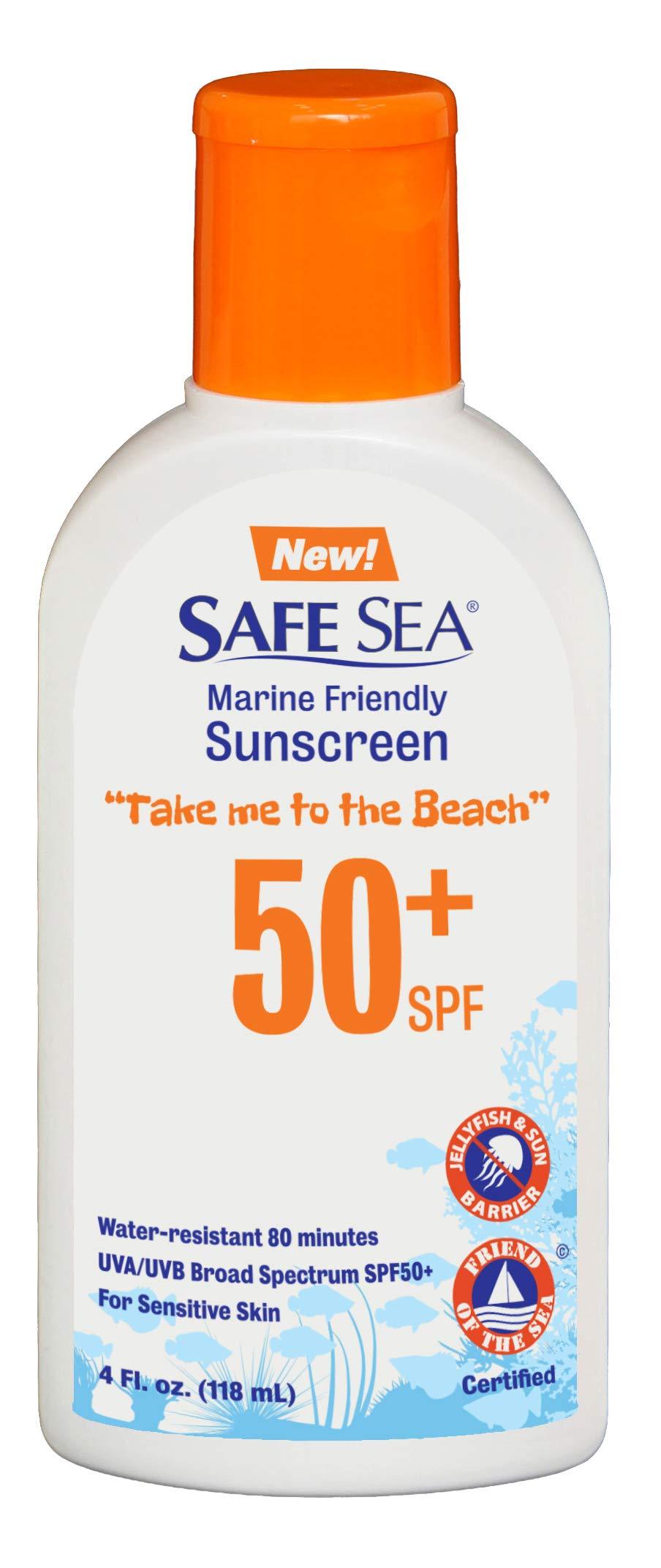 Safe Sea SPF50+ lotion 4oz. Anti-Jellyfish Sting Protective Lotion Sunscreen, Protects against Sea Lice Stings, JellyFish Stings and Fire Corals. Eco-friendly and Reef-Safe Sunscreen (1-pack 50SPF) 118.3 ml (Pack of 1) - NewNest Australia