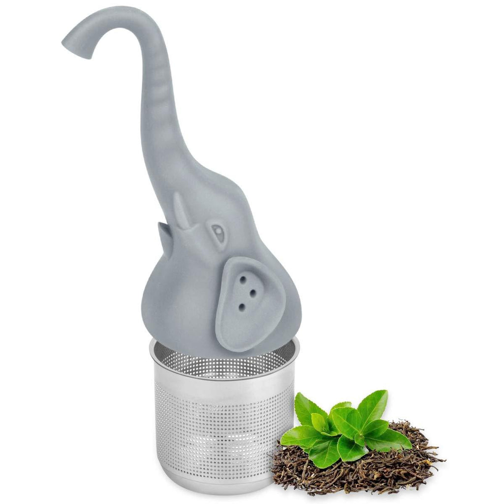 LaLa Dloce Tea Infuser, Funny Elephant Silicone and Stainless Steel Fine Mesh Tea Basket. Great for Loose Leaf Cereal Cups, Mugs and Teapots (Grey) - NewNest Australia