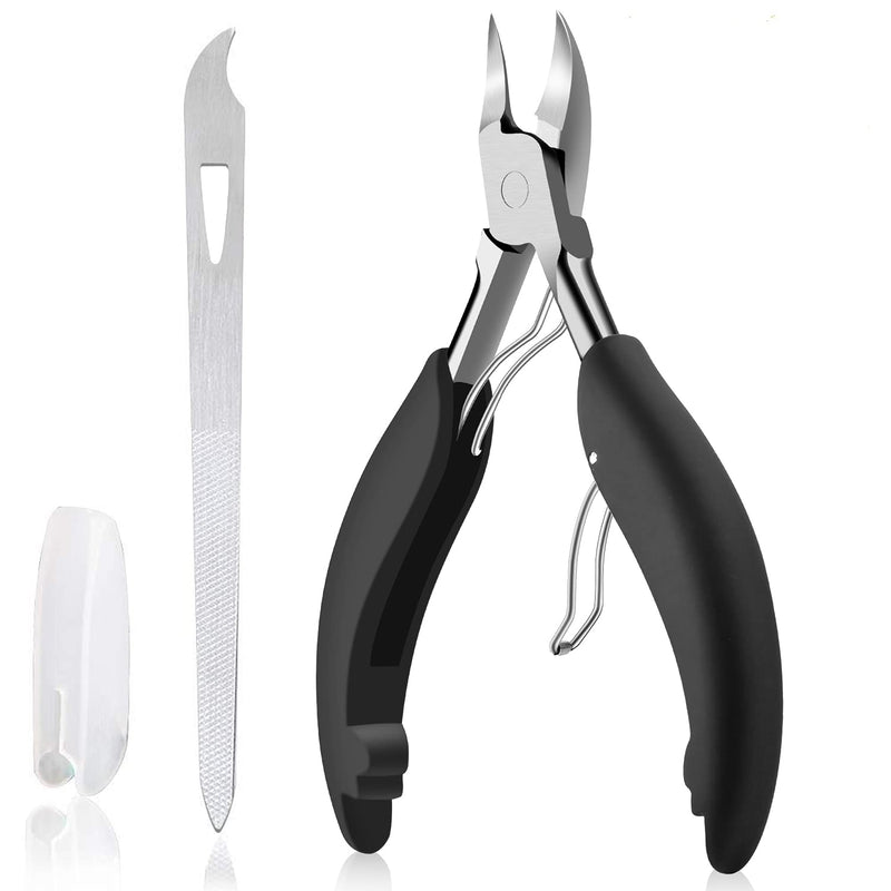 Toe Nail Clipper for Ingrown or Thick Toenails, Toenails Trimmer and Professional Podiatrist Toenail Nipper for Seniors with Surgical Stainless Steel Surper Sharp Blades Lighter Soft Handle Black - NewNest Australia