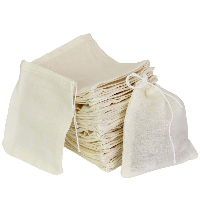 Cotton Muslin Drawstring Bags, PERFETSELL 50 Pack Resuable Small Mesh Bag for Cooking, Soaking Medicinal Liquor, Tea Coffee Filter, DIY Carft Spices Storage, Weeding Party Favor White Size 8cm*10cm - NewNest Australia