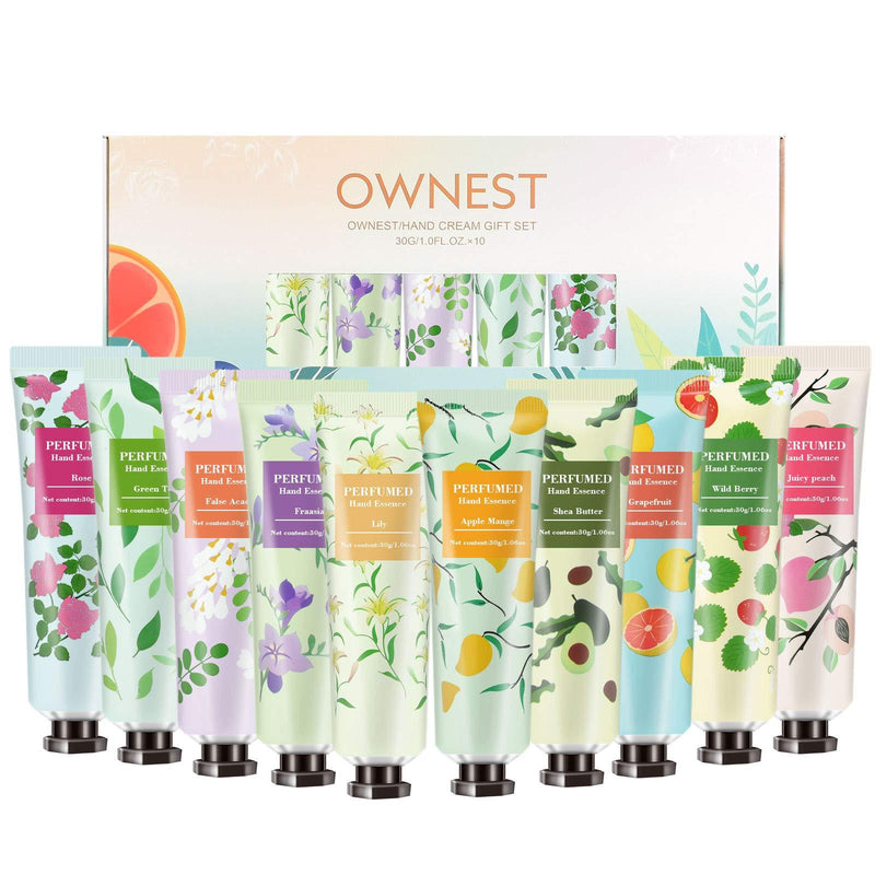 Ownest 10 Pack Fruits Fragrance Hand Cream,Moisturizing Hand Care Cream Travel Gift Set with Shea Butter For Men And Women-30ml - NewNest Australia