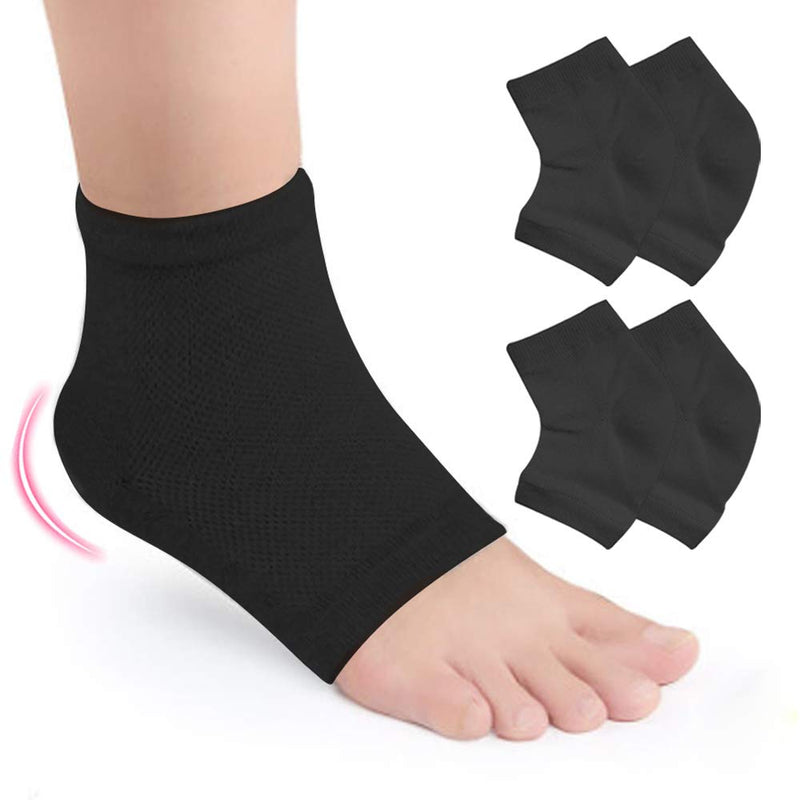 Hilph®Moisturizing Gel Heel Socks for Hard Cracked Heels, 2 Pairs Soft Ventilate Open Toe Socks for Dryness Relieve Cracked, Alleviate Heel Pressure, Spa Lotion Gel Socks (Black) Black - NewNest Australia