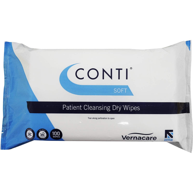 Vernacare Soft - Patient Cleansing Dry Wipes, Everyday Cleaning, Ideal for Sensitive Fragile Skin, Wipe Size 32cm x 30cm, 100 Wipes Per Pack - Single Pack Wipe Size - 32cm x 30cm - NewNest Australia