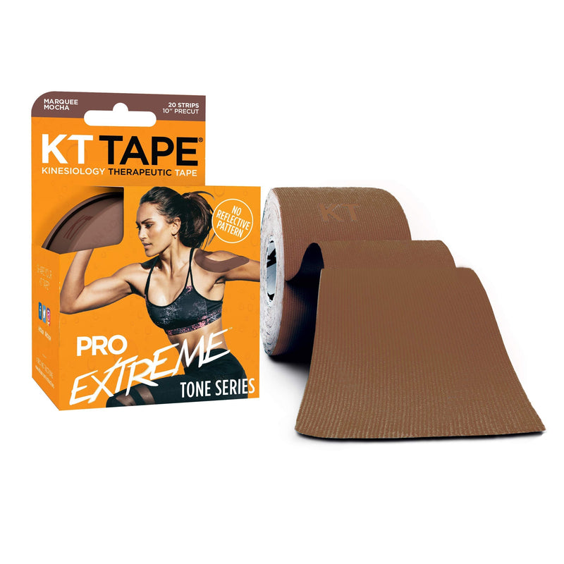 KT Tape Pro Extreme Therapeutic Elastic Kinesiology Sports Tape, 20 Pre-Cut 10 inch Strips, Skin Tone Series, 100% Synthetic Water Resistant Breathable, Pro & Olympic Choice, Marquee Mocha - NewNest Australia