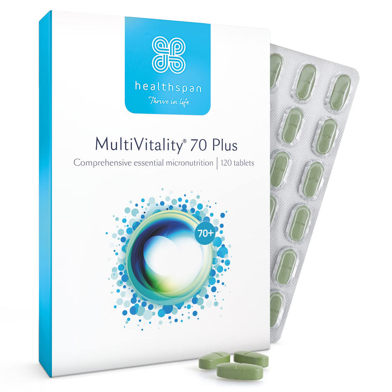 Healthspan Multivitamin 70 Plus | (120 Tablets) | Vitamin C & Vitamin D3 | Brain, Heart, Bone & Immunity Health | Ginseng, Bioflavonoids, Alpha Lipoic Acid, Acetyl L-carnitine | Vegetarian - NewNest Australia