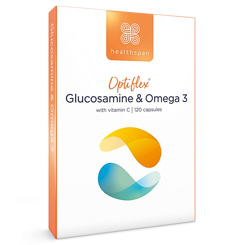 Healthspan Glucosamine & Omega 3 | 120 Capsules | Joint Health | Added Vitamin C | 400mg Optiflex Glucosamine HCI | 300mg Omega 3 Fish Oil | Highly Purified & Sustainably Sourced - NewNest Australia