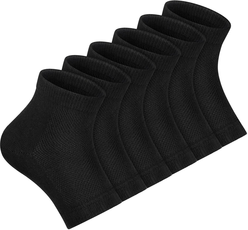 Moisturizing Socks,3 Pairs, Soft Ventilate Gel Heel Socks Open Toe Socks for Dry Hard Cracked Skin Moisturizing Day Night Care Skin (Black, Regular Size) Black - NewNest Australia