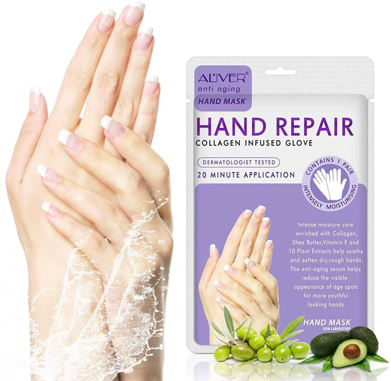 4 Pack Hands Moisturizing Gloves, Hand Spa Mask Infused Collagen, Serum + Vitamins + Natural Plant Extracts for Dry, Cracked Hands, Moisturizer Hands Mask, Repair Rough Skin for Women&Men - NewNest Australia