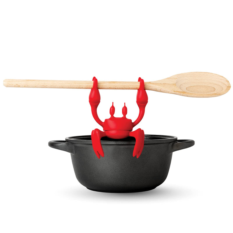 OTOTO Red The Crab Silicone Spoon Rest - Heat-Resistant Utensil Rest for Stove Top - BPA-Free Ladle and Spoon Holder Rest - Non-Slip Wooden Spoon Holder and Steam Releaser Red Crab - NewNest Australia