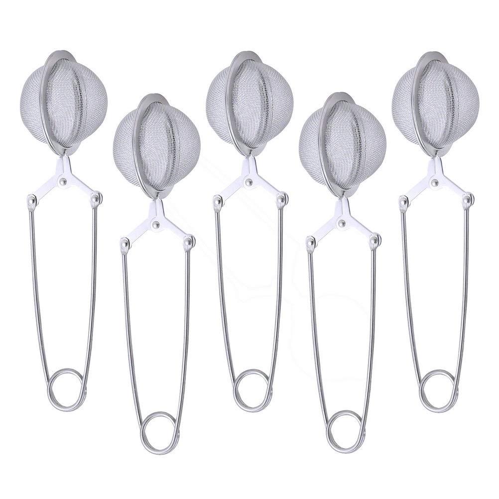 Leful 5 pcs Ball Shape Tea Strainer, Stainless Steel Tea Infuser Strainer Long-Handled Mesh Tea Filter for Loose Leaf Teas A - NewNest Australia