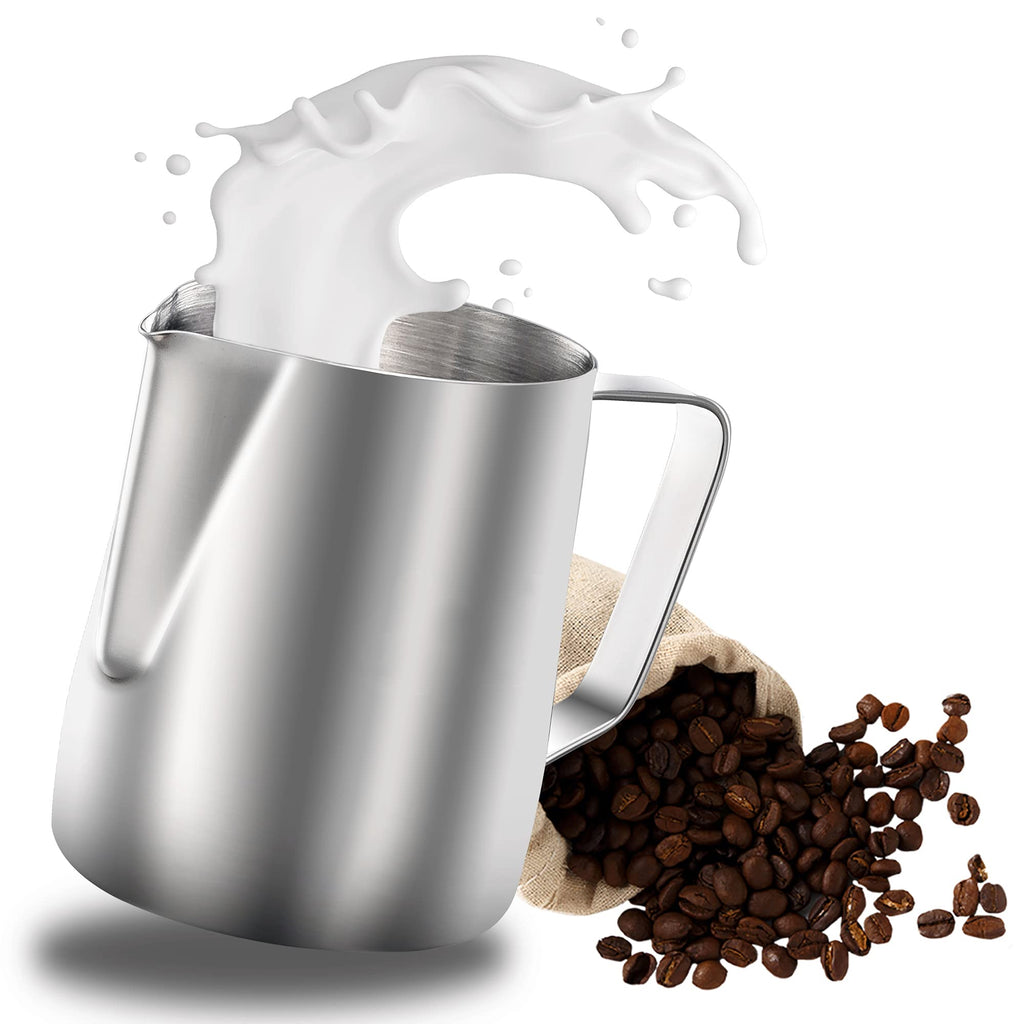 Stainless Steel Milk Frothing Pitcher, 12oz/350ml Milk Coffee Cappuccino Latte Art Frothing Pitcher Barista Milk Jug Cup 350ml Silver - NewNest Australia