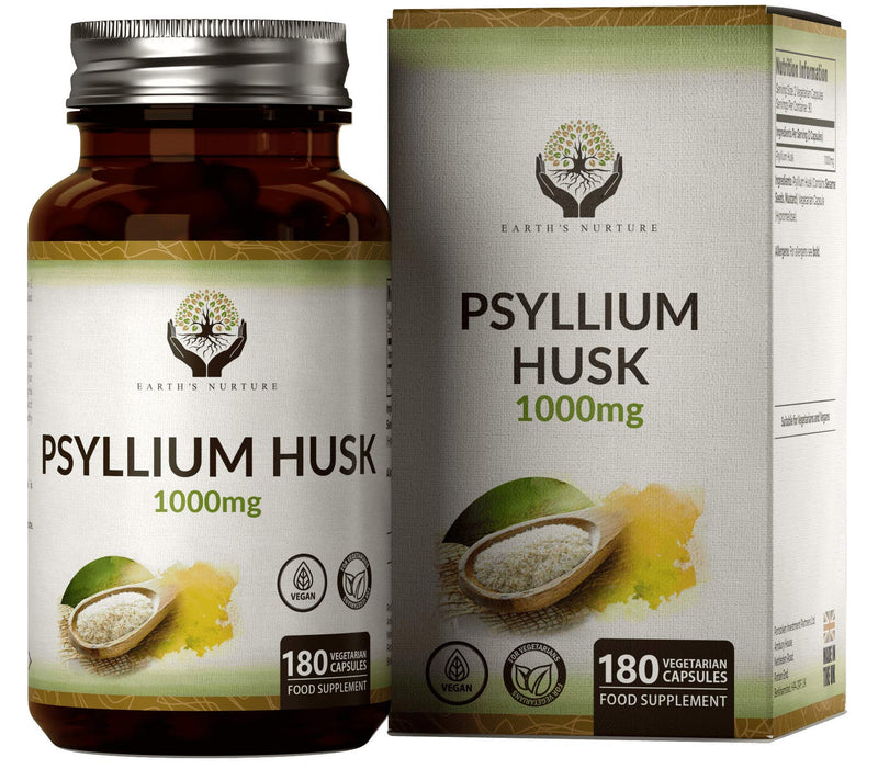 EN Psyllium Husk Capsules 1000mg per Serving | 180 Vegan Capsules | Fibre Supplement from Physillium Husks Powder | No Other Ingredients or Fillers | Perfect for Keto Flour | Non GMO, Made in The UK - NewNest Australia