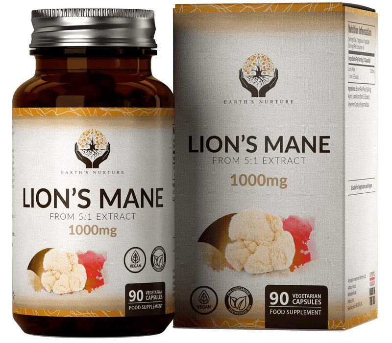 EN Lions Mane Mushroom (LMM) Capsules | High Strength 5:1 Extract 1000mg Per Serving | 90 Vegan Capsules | Lion's Mane Nootropic Supplement | No Artificial Fillers | Allergen Free | Made in The UK - NewNest Australia