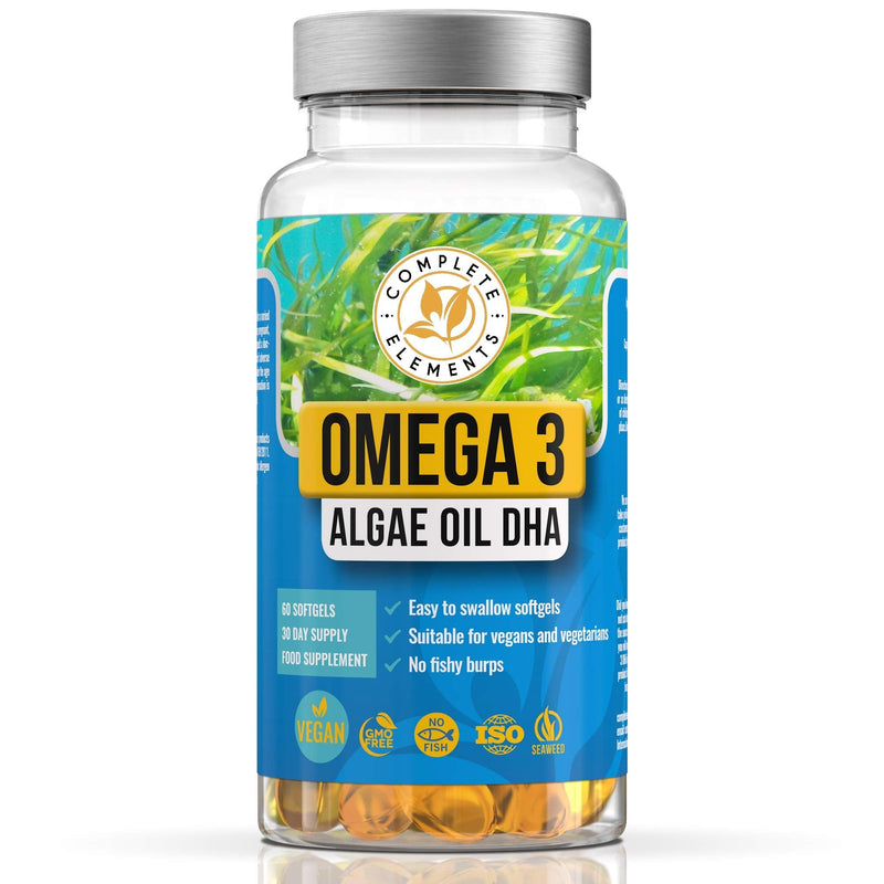 Vegan Omega 3 Algae Oil | 60 High Strength Capsules | 400mg DHA Supplement with Vitamin E | Vegetarian Essential Fatty Acids | Sustainable Algal Alternative to Fish Oil | UK Small Family Company - NewNest Australia