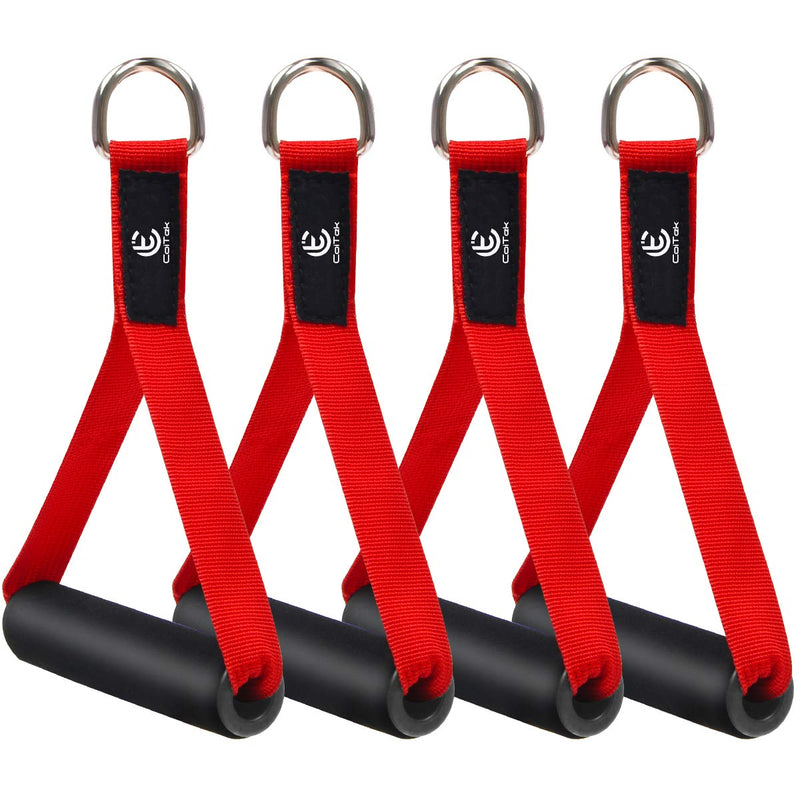 COITEK 2 Pair Resistance Band Handles Grips Fitness Strap Wide Design Heavy Duty Cable Handles with Solid ABS Cores, Durable Carabiners with Heavy Gauge Welded D-Rings (Red) - NewNest Australia