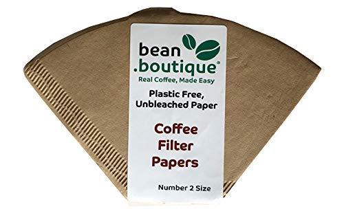 Bean.boutique Plastic Free, Unbleached Paper Empty Self Fill Coffee Filter Papers Biodegradable Size 2, 2-4 Cup, 40 - NewNest Australia