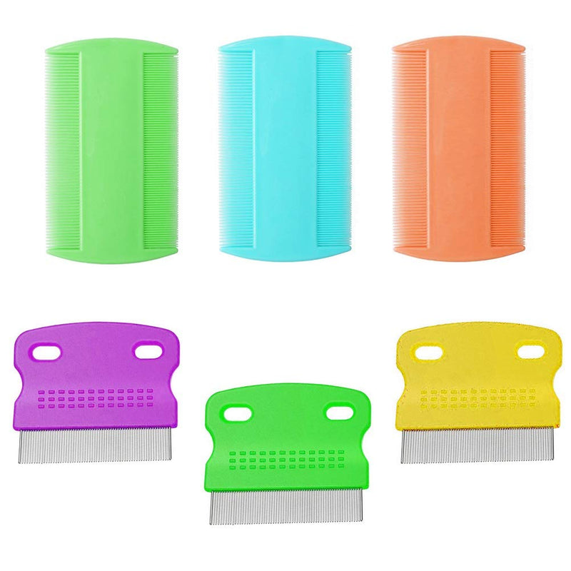 6Pcs Lice Combs, Double Sided Nit Comb Metal Head Lice Comb Lice Removal Comb Treatment Plastic Flea Removal Combs for Adults Kids Dogs Cats(Random Colour) - NewNest Australia