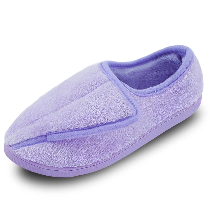 Git-up Ladies Diabetic Slippers Arthritis Edema Memory Foam Adjustable Closed Toe Swollen Feet Slippers Comfortable House Indoor Outdoor Shoes with Rubber Sole 4 UK Purple - NewNest Australia