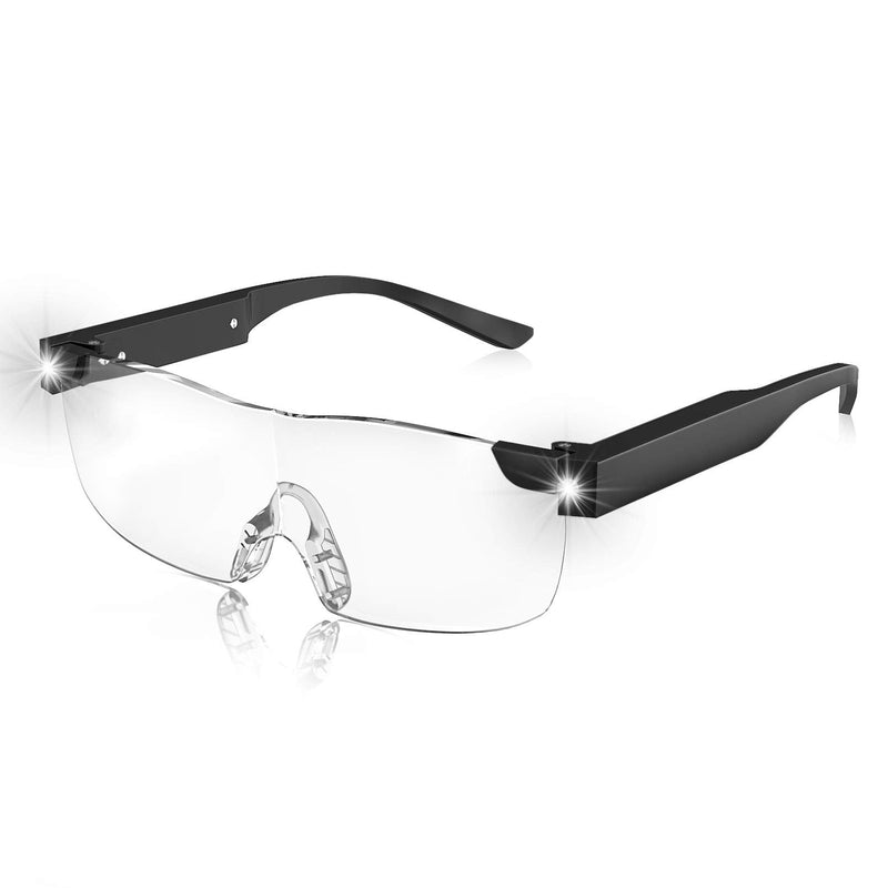 OuShiun Magnifying Glasses with LED Light USB Rechargeable Magnifier Eyeglasses for Close Work Reading Hobbies Crafts (Black, 1.6X) 160% magnification - NewNest Australia