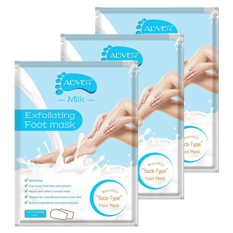 Foot Peel Mask 3 Pack, Exfoliating Callus Remover & Dead Dry Skin, Get Baby Soft Feet in 1-2 Weeks for Men and Women (Milk) foot mask - NewNest Australia