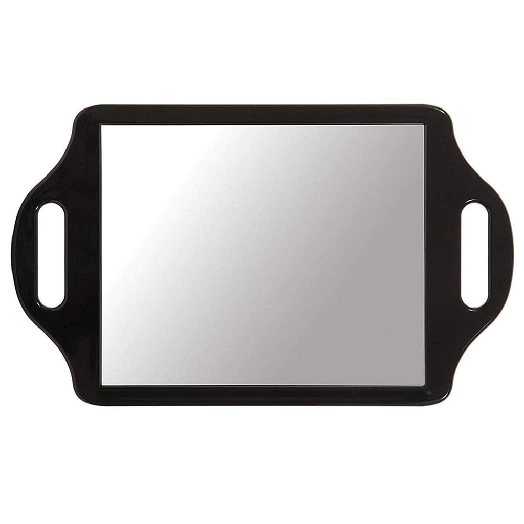 TRIXES Hairdressers Mirror - Salon Handheld Mirror – with 2 Handles Wide Angle –for Hairdressing and Beauty - Large Size 36.5 x 21.7cm – for Professional Barbers and Hairdressers - Black - NewNest Australia