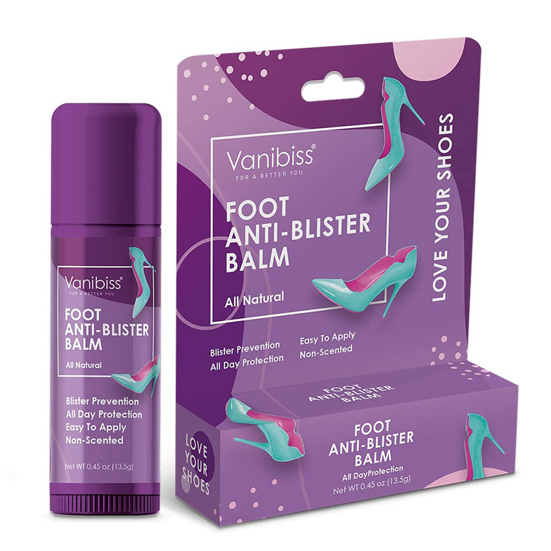 Vanibiss Foot Anti Blister Balm - Foot Blister Prevention - Anti Friction Balm Stick - Foot Chafing Relief - Heel Blister Blocker - Prevent Shoe Strap Friction - Natural Foot Care (0.45oz) - NewNest Australia