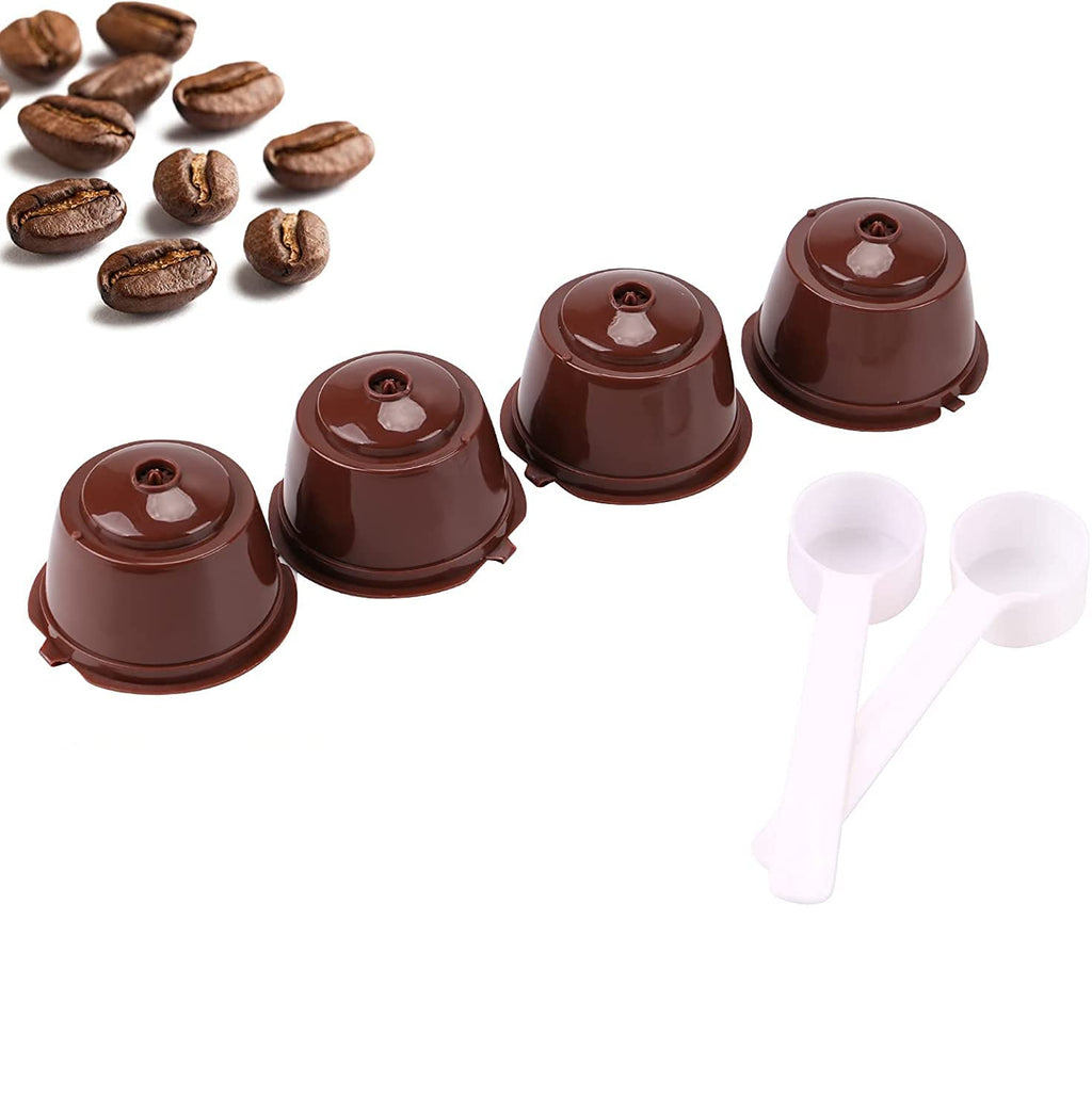 BALLSHOP 4X Reusable Coffee Capsules Refillable Capsule Pod Compatible Filter Cups BPA Free Coffee Podsr For Dolce Gusto + Spoon - NewNest Australia