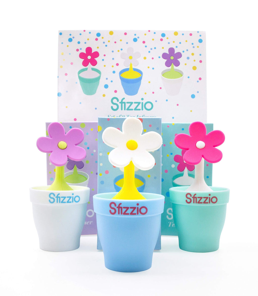 Sfizzio Set of 3 Daisy Tea Infusers with Flower Pot Drip Tray - NewNest Australia