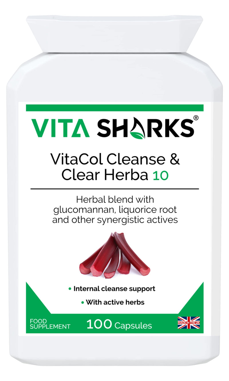 VitaCol Cleanse & Clear Herba 10 | Natural Stool Softening Vegan Colon Detoxifying & Bowel Cleansing Formula. 10 Kosher, Herbal Ingredients for Faecal Regularity & Relieve Constipation - NewNest Australia