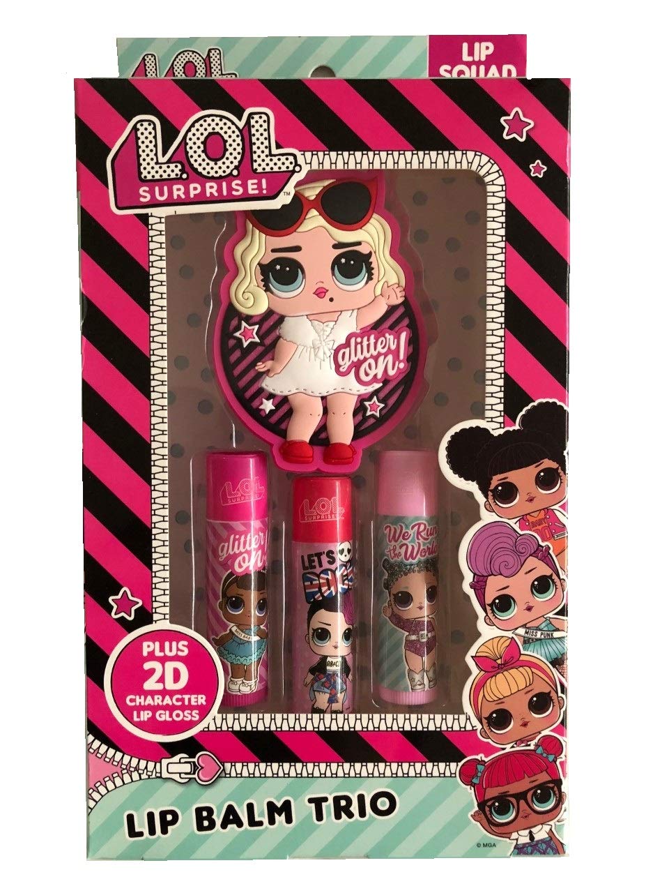 LOL Surprise Trio Pack of 3 Lip Balms Lips Smacker Balm & 1 Lip Gloss Gift Set - NewNest Australia