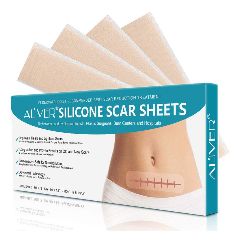 Professional Silicone Scar Removal Sheets, for C-Sections, Treats and Prevents Raised and Discolored C-Section Scars, Scar Reducing Treatments, Soft Adhesive Fabric Strips, 4 Reusable pcs - NewNest Australia