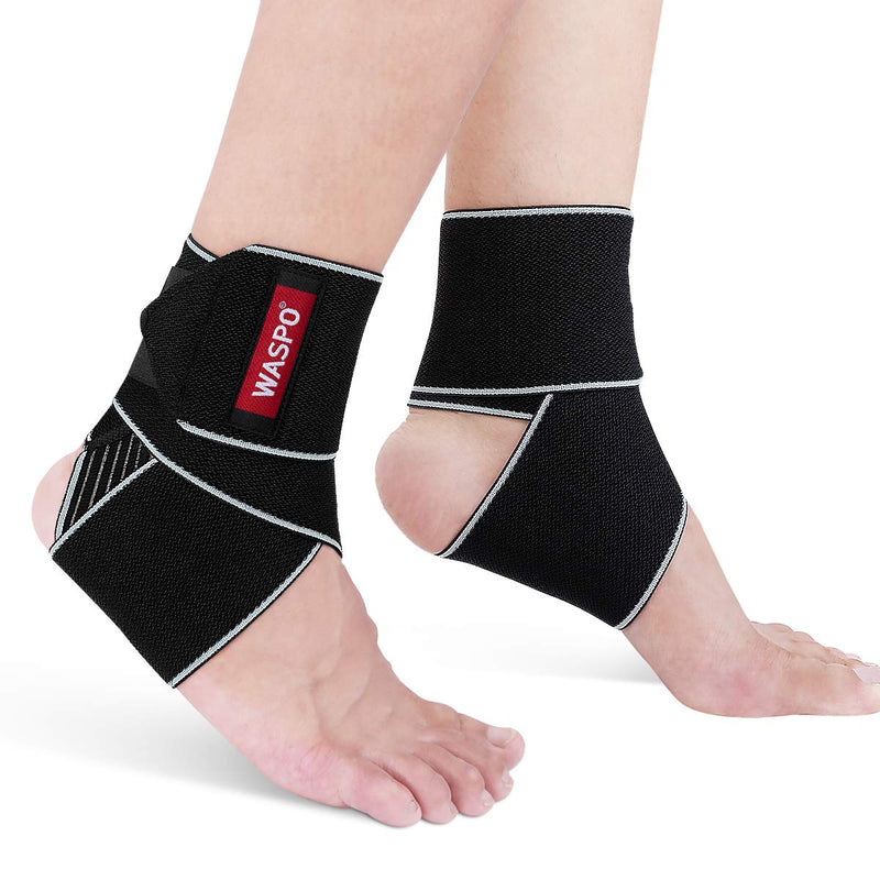 WASPO Ankle Support Brace 2 Pack - Adjustable Ankle Brace Wrap Strap for Sports Protect, Plantar Fasciitis Achilles tendonitis Ligament Damage Injury Recovery, One Size for Men Women Grey Grey-2pcs - NewNest Australia