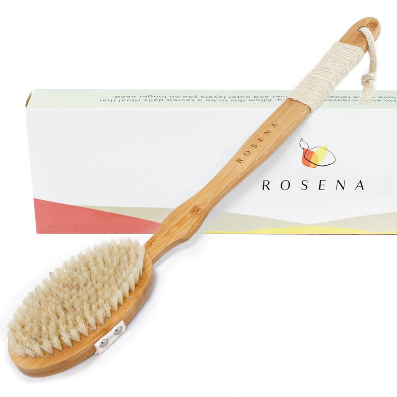 Dry Brushing Body Brush for Rejuvenating Skin – Back Scrubber for Shower – Stimulate Lymphatic Drainage and Minimize Cellulite – 100% Natural Boar Bristles with Detachable Handle – Exfoliating Brush - NewNest Australia