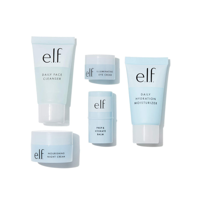 e.l.f. Jet Set Hydration Kit, Travel Friendly Skincare Set, Cleanser, Balm, moisturiser, Eye Cream & Night Cream - NewNest Australia