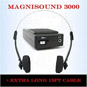 Magnisound 3000 Amplifier Device, Personal Sound/Voice Enhancer, Hearing Aid Listening Assistance Megaphone, TV/Audio Booster - with 15Ft Cable Included (Black) - NewNest Australia