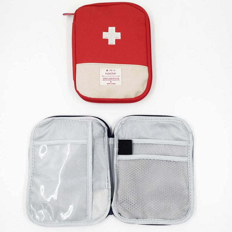 Travel Mini First Aid Pouch, Portable Mini First Aid Kit Storage Bag for Medicine Boxes WishLotus Medical Kits Empty Bag for Sports Camping Hiking Outdoor Activities Emergency (Red) Red - NewNest Australia
